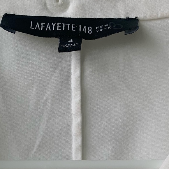 Lafayette 148 New York Button Down Quarter Length Sleeves Shirt White SZ 4 Small - Picture 5 of 6